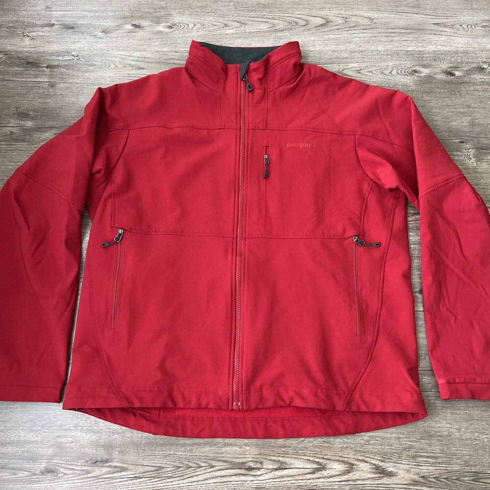 Patagonia Guide Softshell Jacket Mens L Red Full Zip Fleece Lined Hiking 83151